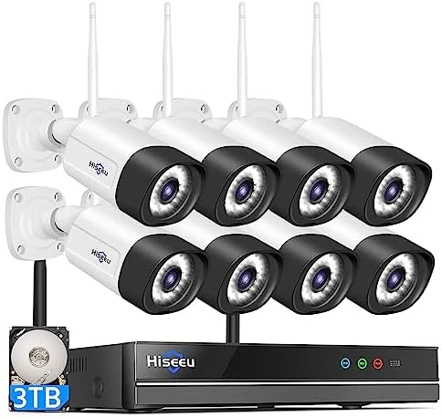 2.5K 5MP WiFi Security Camera System Outdoor, Expandable 16CH 8MP NVR — Security Camera, Hiseeu