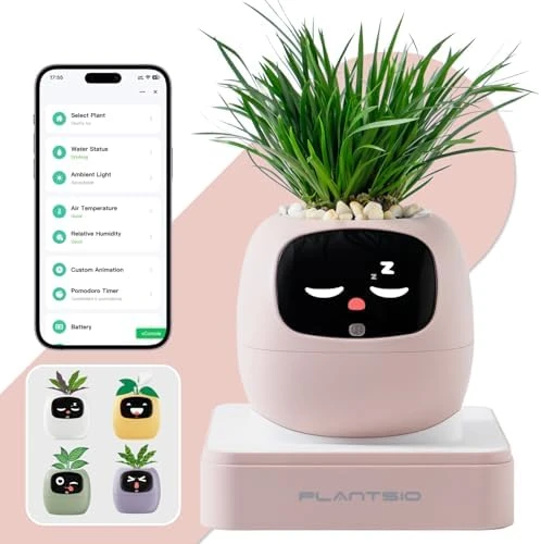 Smart Plant Pot with Visual Display — Soil Moisture Sensor, PLANTSIO