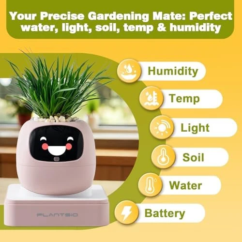 Smart Plant Pot with Visual Display — Soil Moisture Sensor, PLANTSIO