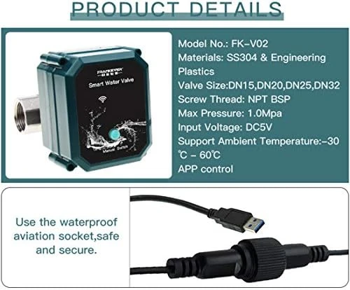 Smart Water Valve WiFi Remote Control Faucet Timer — Water Shut Off Valve, FRANKEVER