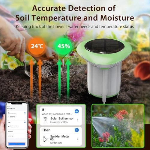 Solar Powered Soil Sensor WiFi Smart Plant Monitor — Soil Moisture Sensor, Garosa