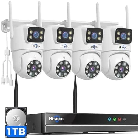 Wireless Security Cameras Outdoor, 5G & 2.4G WiFi Pro, Dual Lens, 360° Pan & Tilt, Auto Tracking, Color Night Vision,... — Security Camera, Hiseeu