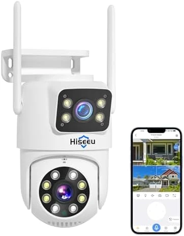 Wireless Security Cameras Outdoor, 5G & 2.4G WiFi Pro, Dual Lens, 360° Pan & Tilt, Auto Tracking, Color Night Vision,... — Security Camera, Hiseeu