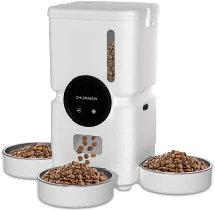 Automatic Cat Feeder for 3 Cats with Slow Feed, 6L Smart WiFi Pet Feeder — Automatic Pet Feeder, Chloraeon