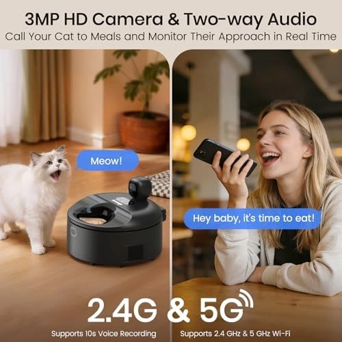 Automatic Wet Food Cat Feeder with 3MP Camera — Automatic Pet Feeder, Invengo