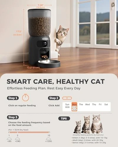 AI Automatic Cat Feeder with 2K HD Dual Cameras — Automatic Pet Feeder, PETOCAT