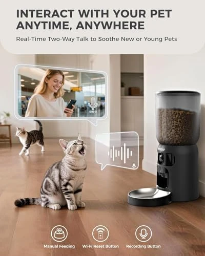 AI Automatic Cat Feeder with 2K HD Dual Cameras — Automatic Pet Feeder, PETOCAT