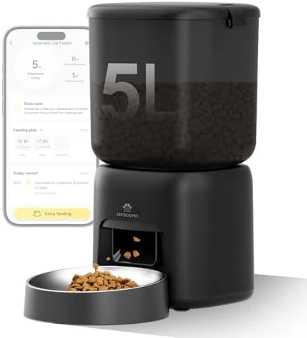 Automatic Cat Feeder, 5G WiFi Auto Food Dispenser with Desiccant Bag, 5L Timed Pet Feeder — Automatic Pet Feeder, MYGODPET