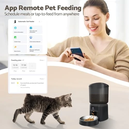 Automatic Cat Feeder, 5G WiFi Auto Food Dispenser with Desiccant Bag, 5L Timed Pet Feeder — Automatic Pet Feeder, MYGODPET