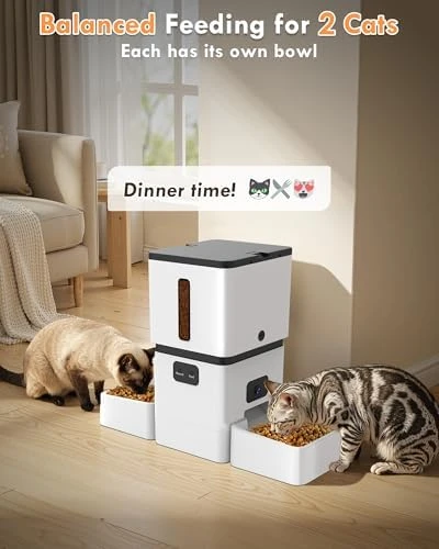 Automatic Cat Feeder with Dual Cameras and Bowls — Automatic Pet Feeder, Yakry