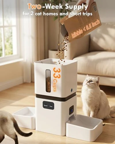 Automatic Cat Feeder with Dual Cameras and Bowls — Automatic Pet Feeder, Yakry
