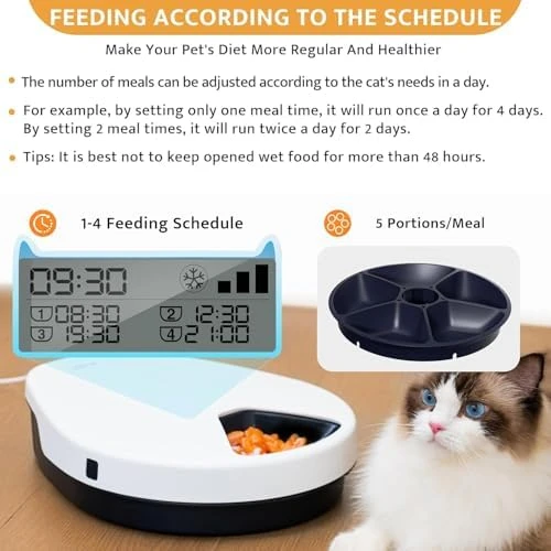 Cat Wet Food Automatic Feeder with Cooling — Automatic Pet Feeder, SAROSORA
