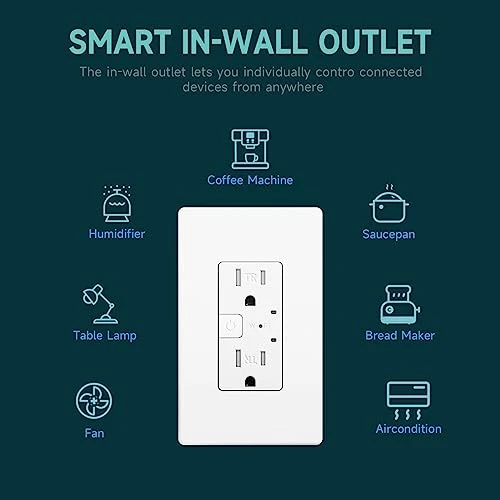 Smart Wall Outlet with 2 Individually Controlled Ports — Smart Plug, TOPELER