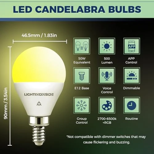 E12 Matter Smart Light Bulbs 4-Pack — Smart Light Bulb, Lightinginside