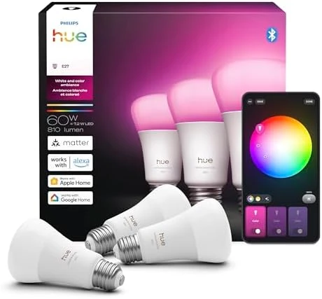 Hue Smart LED A19 Bulb 2-Pack, White Color Ambiance — Smart Light Bulb, Philips