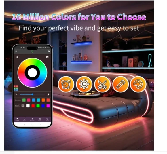 Led Lights for Bedroom, 200FT (2 Rolls of 100FT) — LED Strip Lights, NBBUFF
