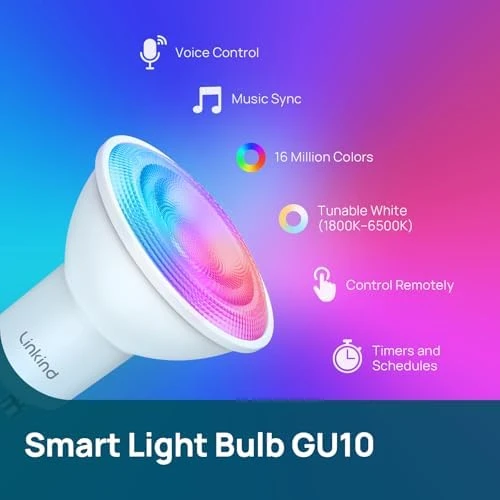 Matter GU10 Smart Light Bulbs, 40W 470LM Color Changing — Smart Light Bulb, Linkind