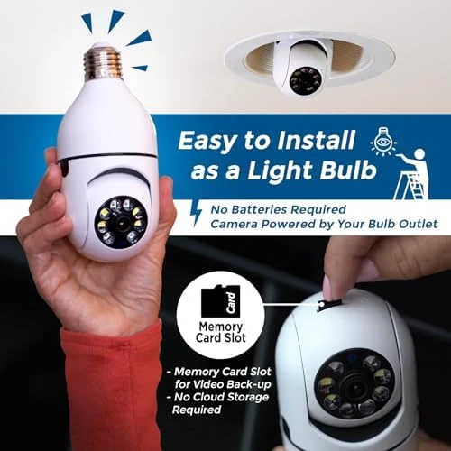 Security Camera, Two Way Talk 1080P HD Video WiFi Smart Camera, Indoor Outdoor Night Vision 360 Degree Motion Detection... — Security Camera, Sight Bulb