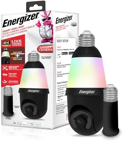 Smart 2K Light Bulb Security Camera — Security Camera, Energizer