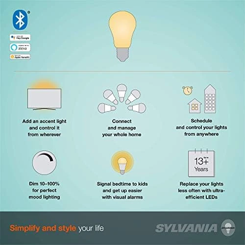 Smart+ Bluetooth Clear Filament Soft White A19 LED Bulb, Compatible with Alexa, Apple HomeKit and Google Assistant — Smart Light Bulb, Visit the LEDVANCE Store