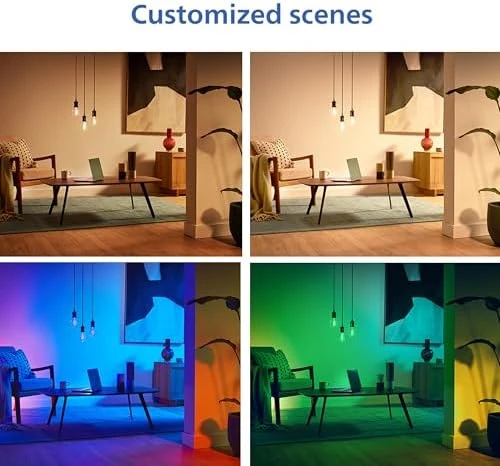 Smart Color ST19 Color Filament LED Smart Bulb 4-Pack — Smart Light Bulb, Philips