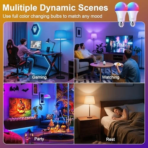 Smart Light Bulbs - Dimmable Color Changing Light Bulb with Bluetooth Music Sync — Smart Light Bulb, FRIDEKO HOME