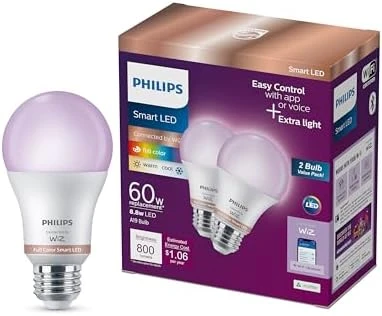 Smart Lighting Connected Light Bulbs (2-Pack) — Smart Light Bulb, Philips