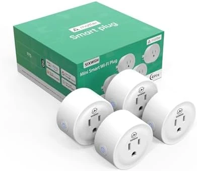 Smart Plug 4 Pack – Matter Compatible, Easy Setup, Works with Alexa, Google Home, Apple HomeKit & SmartThings, 2.4 GHz... — Smart Plug, SIXWGH