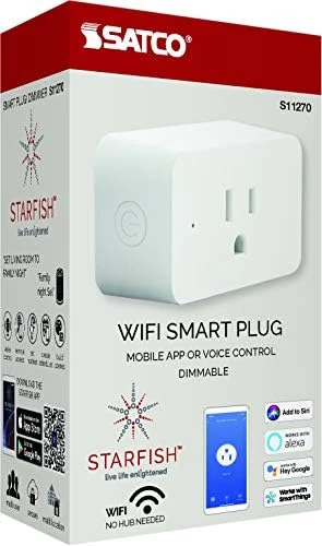 3-Inch On/Off and Dimmer WiFi Smart Plug Outlet — Smart Plug, Satco