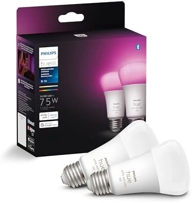 A19 White and Color Ambiance LED Smart Color-Changing Bulb (Pack of 4) — Smart Light Bulb, Philips Hue