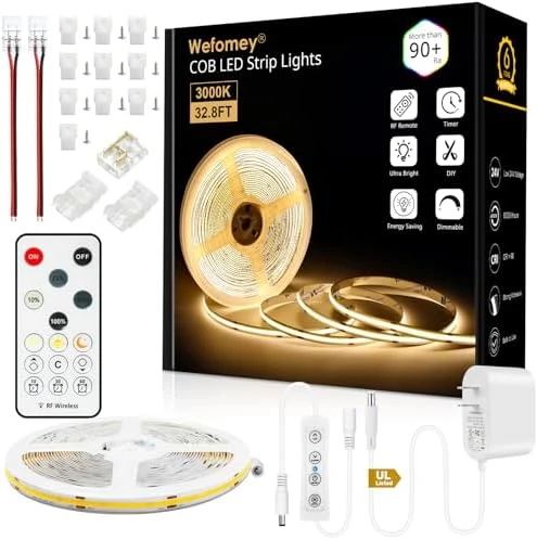 COB LED Strip Light Warm White, 33ft Dimmable 3000K — LED Strip Lights, Wefomey