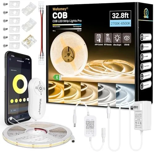 COB LED Strip Light Warm White, 33ft Dimmable 3000K — LED Strip Lights, Wefomey