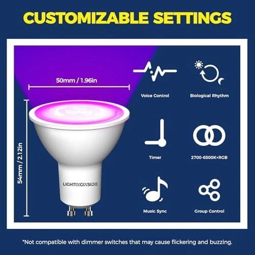Smart GU10 Light Bulbs 50W Equivalent, 38° Beam Angle — Smart Light Bulb, Lightinginside