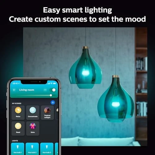 Smart LED A19 Bulb 2-Pack, White and Color Ambiance — Smart Light Bulb, Philips