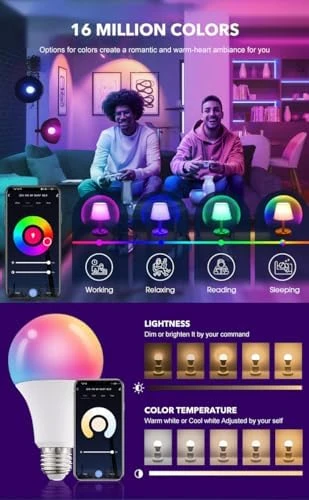 Smart LED Light Bulb, RGB+CCT, 16M Colors — Smart Light Bulb, seapad