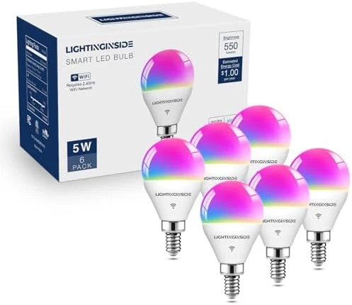 Smart Light Bulbs 50W Equiv., G16.5 A15 RGBCW — Smart Light Bulb, Lightinginside