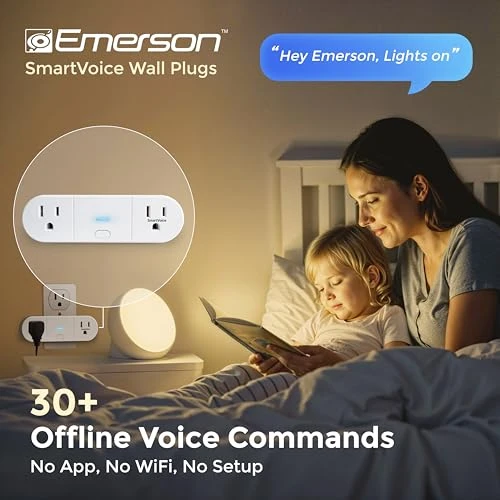 SmartVoice 2-in-1 Dual Smart Plug Outlet — Smart Plug, Emerson