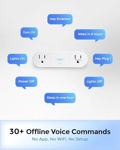SmartVoice 2-in-1 Dual Smart Plug Outlet — Smart Plug, Emerson