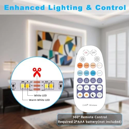 White LED Strip Lights, 23ft Dimmable — LED Strip Lights, TENDIST
