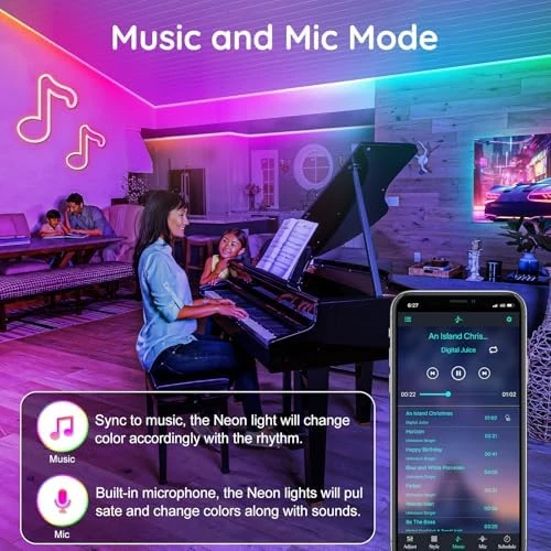 16.4ft LED Neon Rope Lights with App Control and Remote — LED Strip Lights, RCUICA