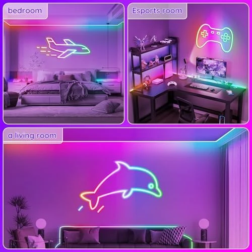 16.4ft LED Neon Rope Lights with App Control and Remote — LED Strip Lights, RCUICA