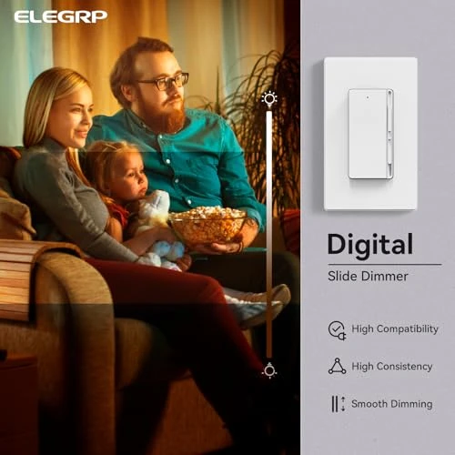 Digital Slide Dimmer Light Switch with Wallplate — Smart Switch, ELEGRP