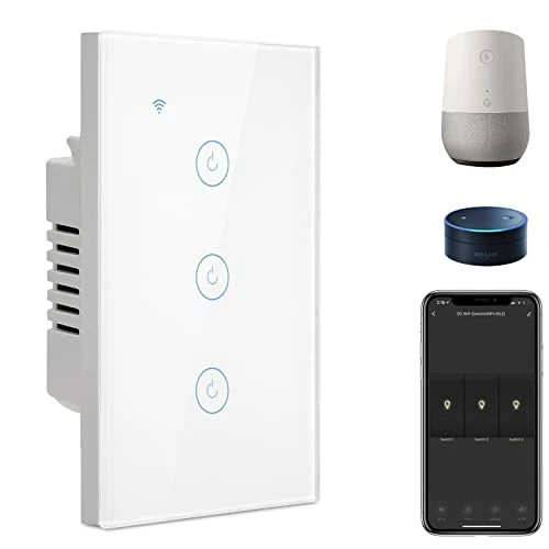 Smart Light Switch, 1 Gang WiFi Touch Switch with APP Control and Timing Function, Black Single Pole Switches — Smart Switch, BSEED