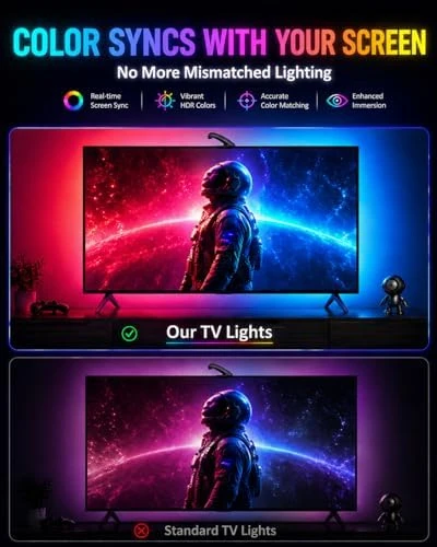 TV Backlight with Sensor Sync LED Light Strip — LED Strip Lights, QTU