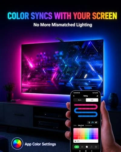 TV Backlight with Sensor Sync LED Light Strip — LED Strip Lights, QTU