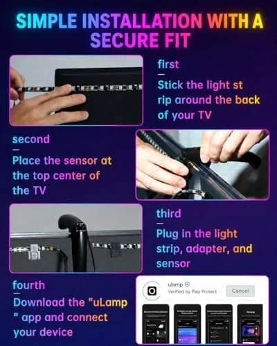 TV Backlight with Sensor Sync LED Light Strip — LED Strip Lights, QTU