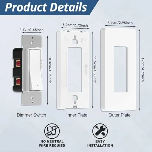 Digital Dimmer Light Switch, Single Pole/3-Way LED Slide Dimmer — Smart Switch, ThunderWay