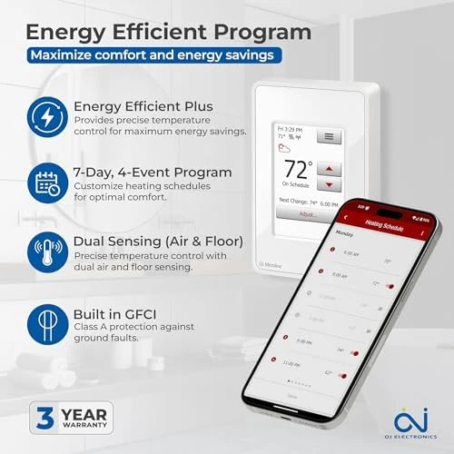 Electric Radiant Floor Heating Thermostat — Smart Thermostat, OJ Microline