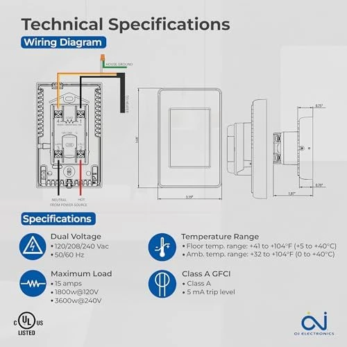 Electric Radiant Floor Heating Thermostat — Smart Thermostat, OJ Microline