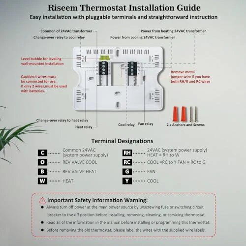 Non-Programmable Thermostat, Digital Energy-Saving — Smart Thermostat, Riseem